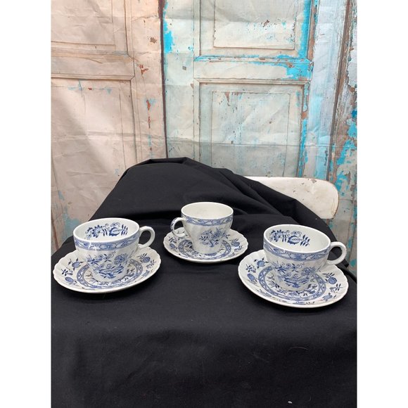 3 Wood & Sons England , ironStone Old Staffordshire Cup and Saucers - Picture 2 of 8